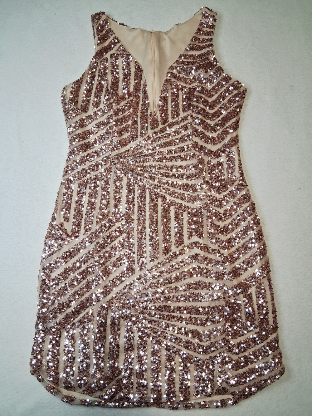 Sequin Sheath Dress in Rose Gold